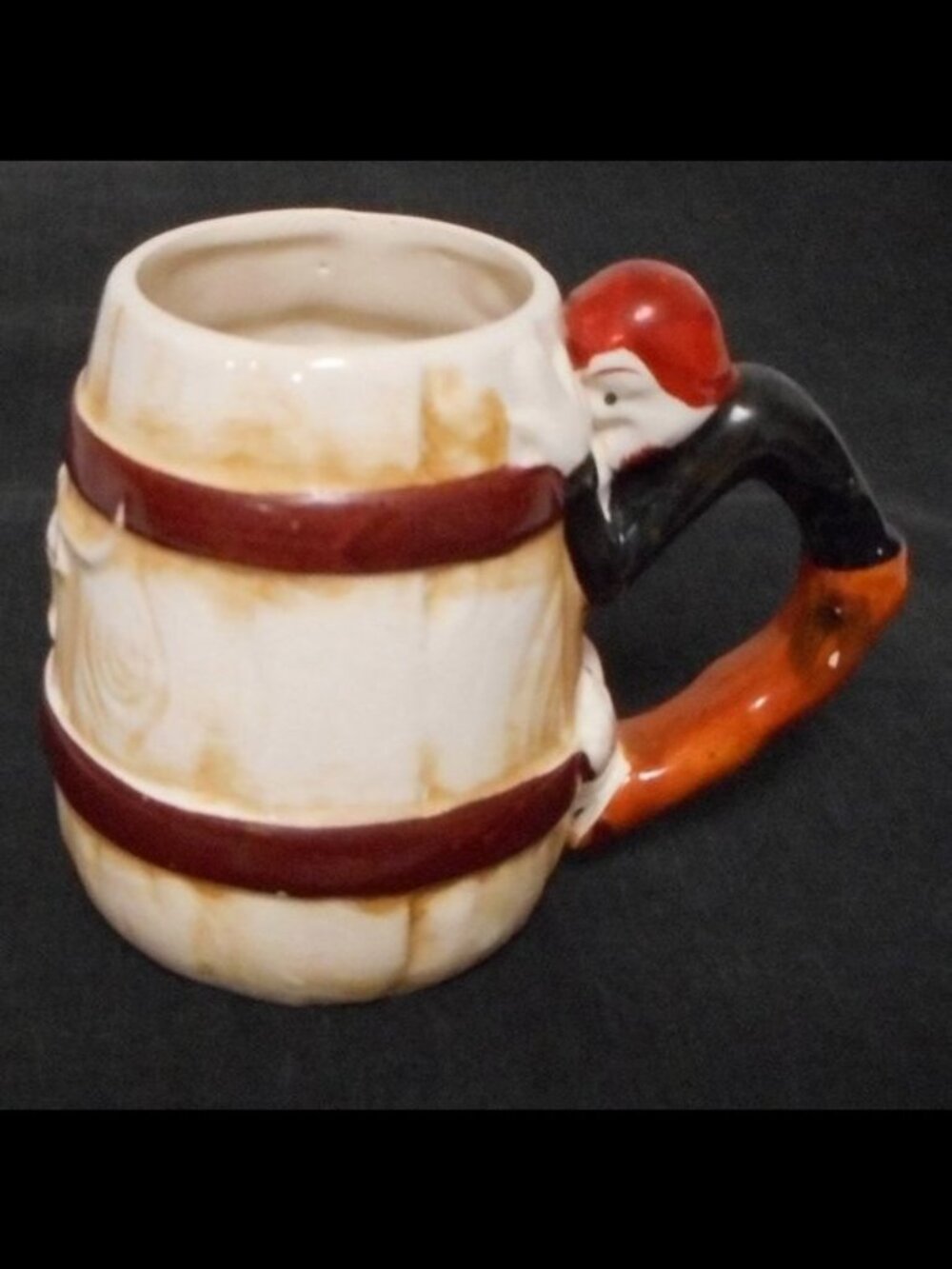 Vintage Made in Japan MIJ Ceramic Coffee Barrel Mug Longhorn Steer Ranch Hand